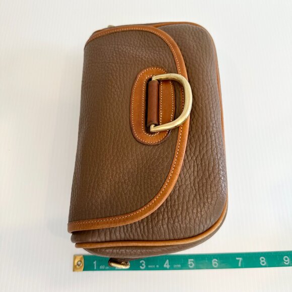 Vintage Dooney & Bourke Porthole Clutch Shoulder Bag Taupe/Tan AWL Rare - Picture 12 of 13